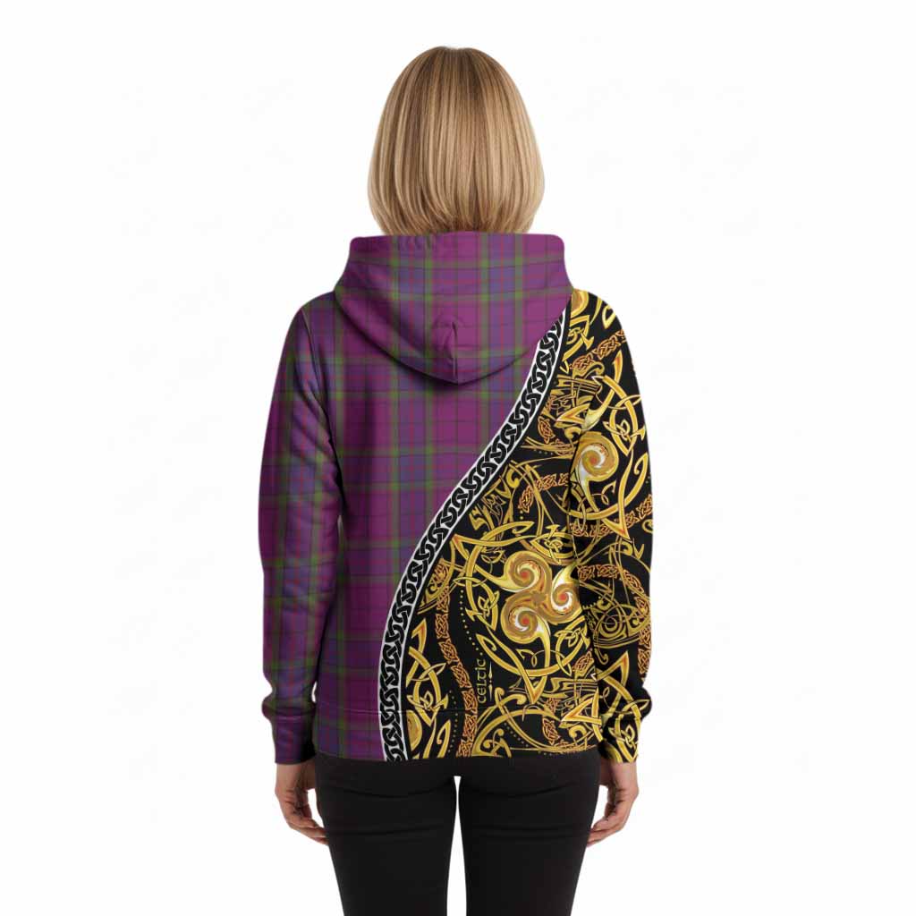 Wardlaw Tartan Crest Hoodie Celtic Knot and Triple Trickle Spiral Symbols