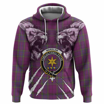 Wardlaw Tartan Crest Hoodie Ferocious Lion Style