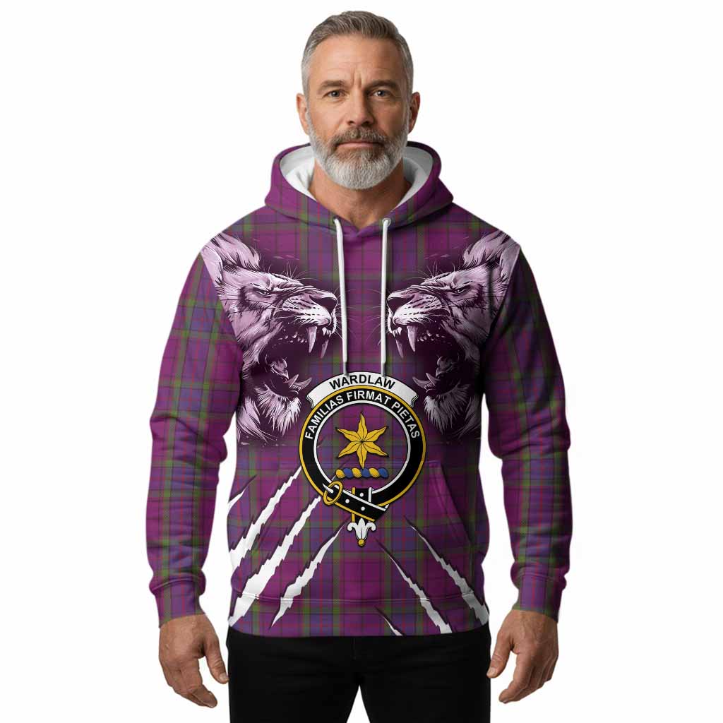 Wardlaw Tartan Crest Hoodie Ferocious Lion Style