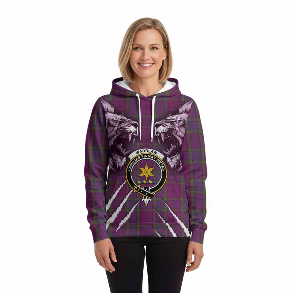 Wardlaw Tartan Crest Hoodie Ferocious Lion Style