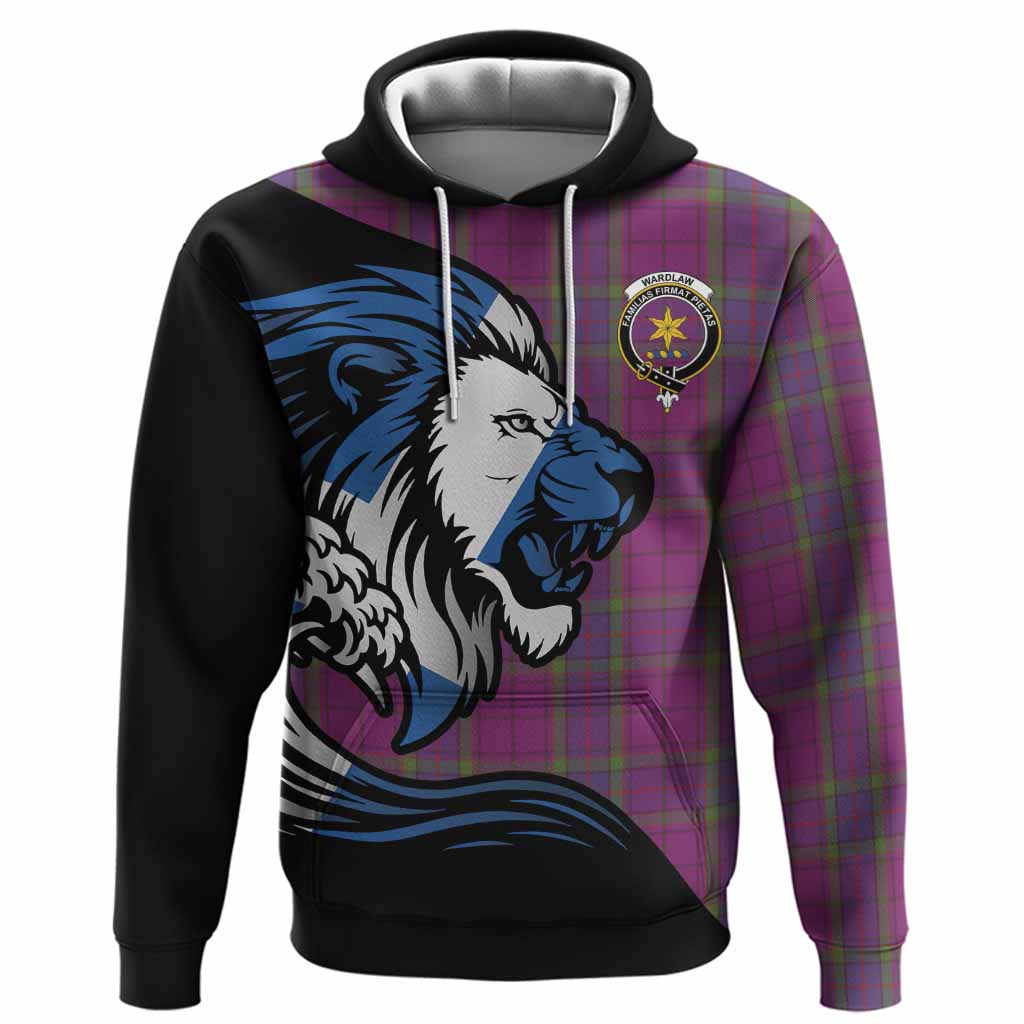 Wardlaw Tartan Crest Hoodie Scottish Golden Lions Wave Flow