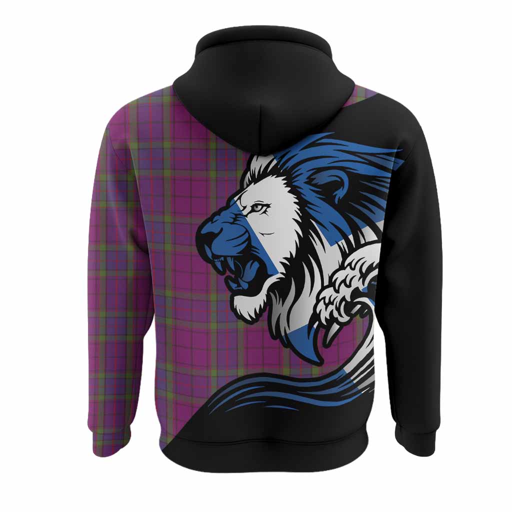Wardlaw Tartan Crest Hoodie Scottish Golden Lions Wave Flow