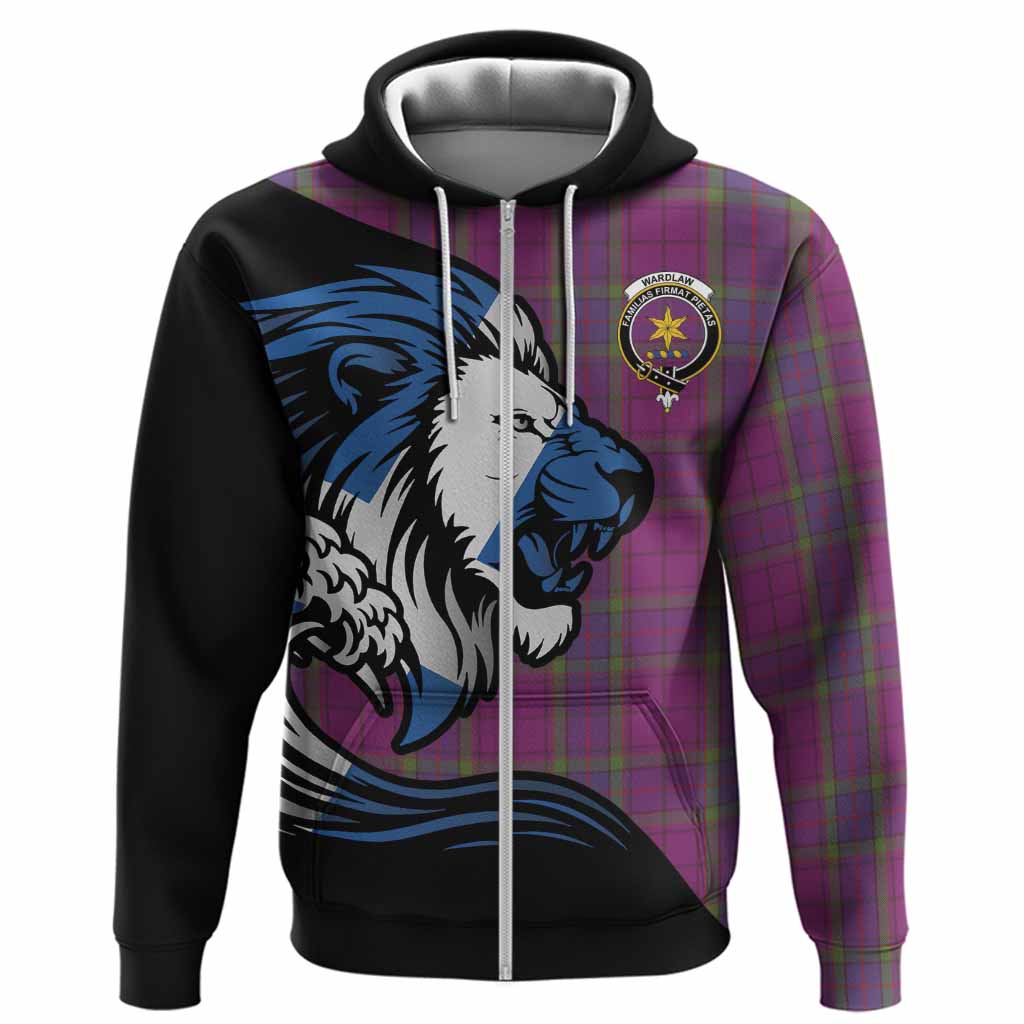 Wardlaw Tartan Crest Hoodie Scottish Golden Lions Wave Flow