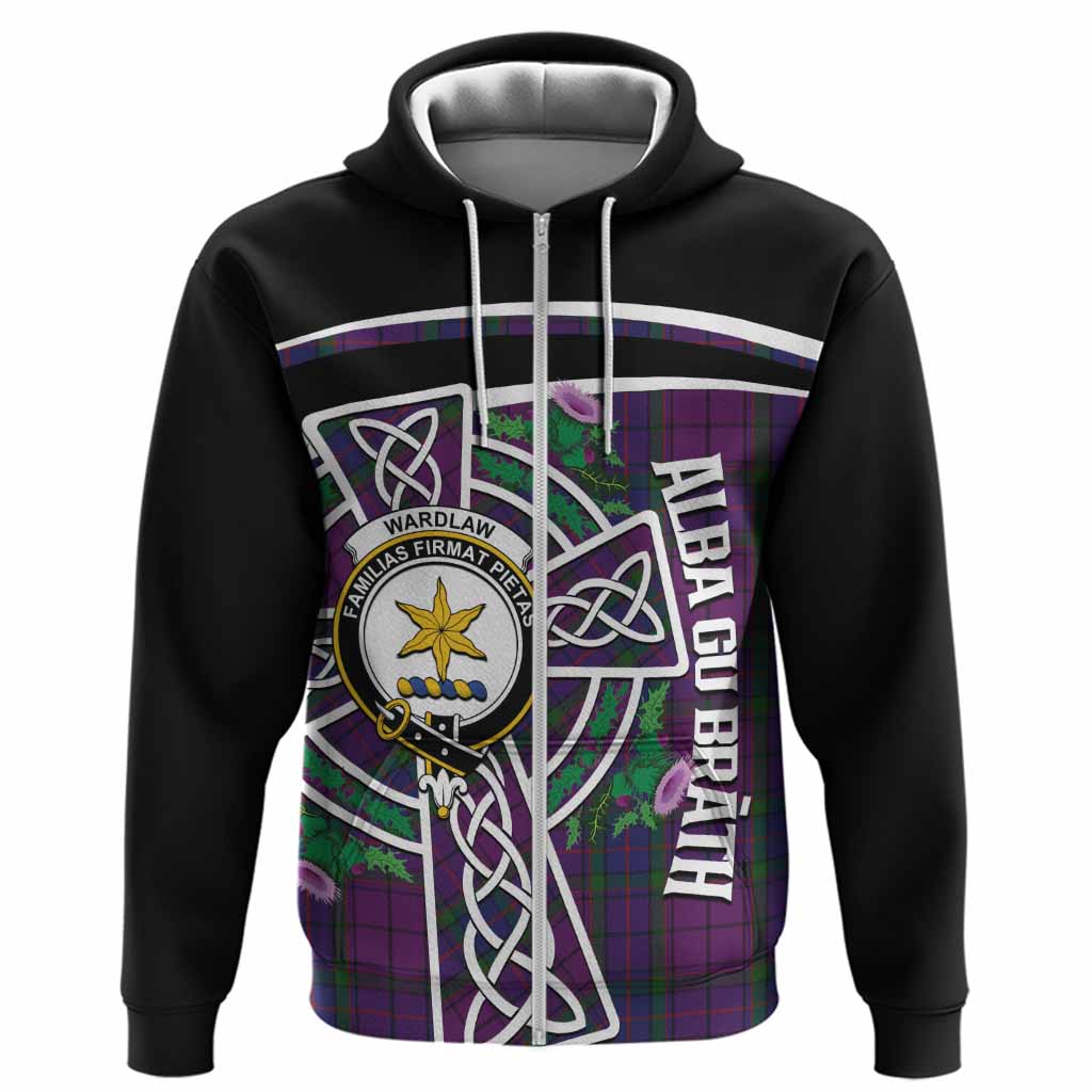 Wardlaw Tartan Crest Hoodie Scottish Thistle Celtic Cross Alba Gu Brath