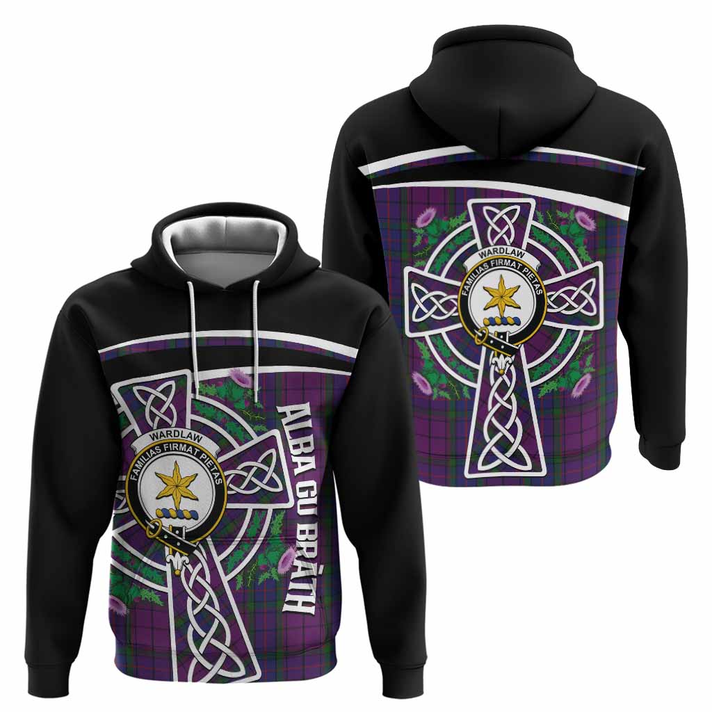 Wardlaw Tartan Crest Hoodie Scottish Thistle Celtic Cross Alba Gu Brath