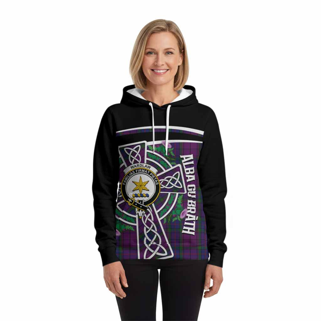 Wardlaw Tartan Crest Hoodie Scottish Thistle Celtic Cross Alba Gu Brath