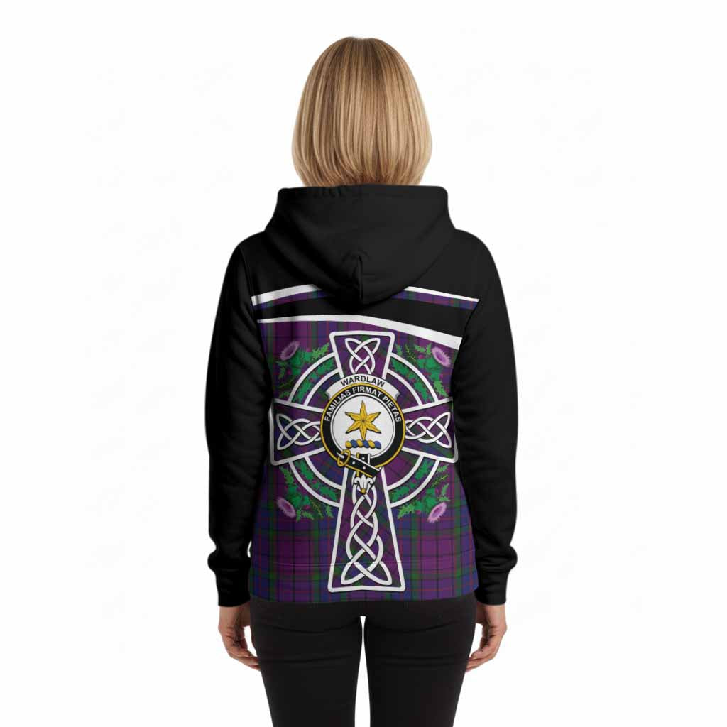 Wardlaw Tartan Crest Hoodie Scottish Thistle Celtic Cross Alba Gu Brath