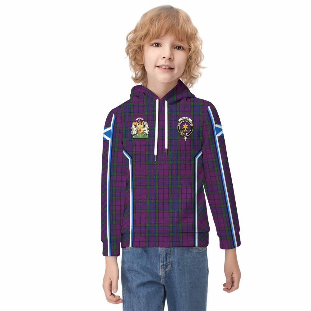 Wardlaw Tartan Crest Kid Hoodie Scotland Coat of Arm Flag Style - Tartan Vibes Clothing