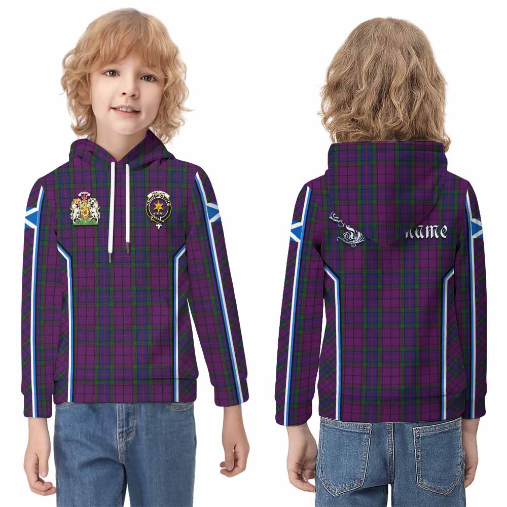 Wardlaw Tartan Crest Kid Hoodie Scotland Coat of Arm Flag Style - Tartan Vibes Clothing