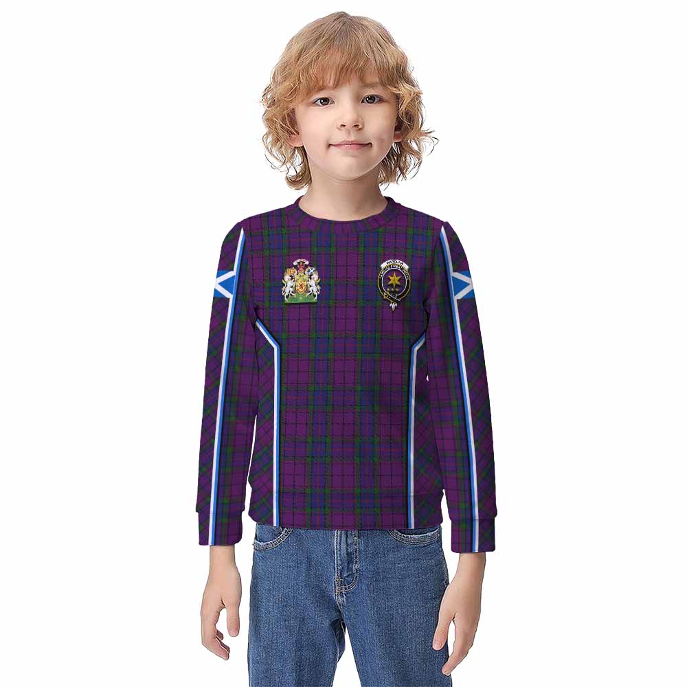 Wardlaw Tartan Crest Kid Knitted Sweatshirt Scotland Coat of Arm Flag Style - Tartan Vibes Clothing