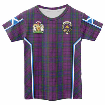 Wardlaw Tartan Crest Kid T-shirt Scotland Coat of Arm Flag Style - Tartan Vibes Clothing