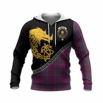 Wardlaw Tartan Crest Knitted Hoodie Legendary Dragon Knot Half Style