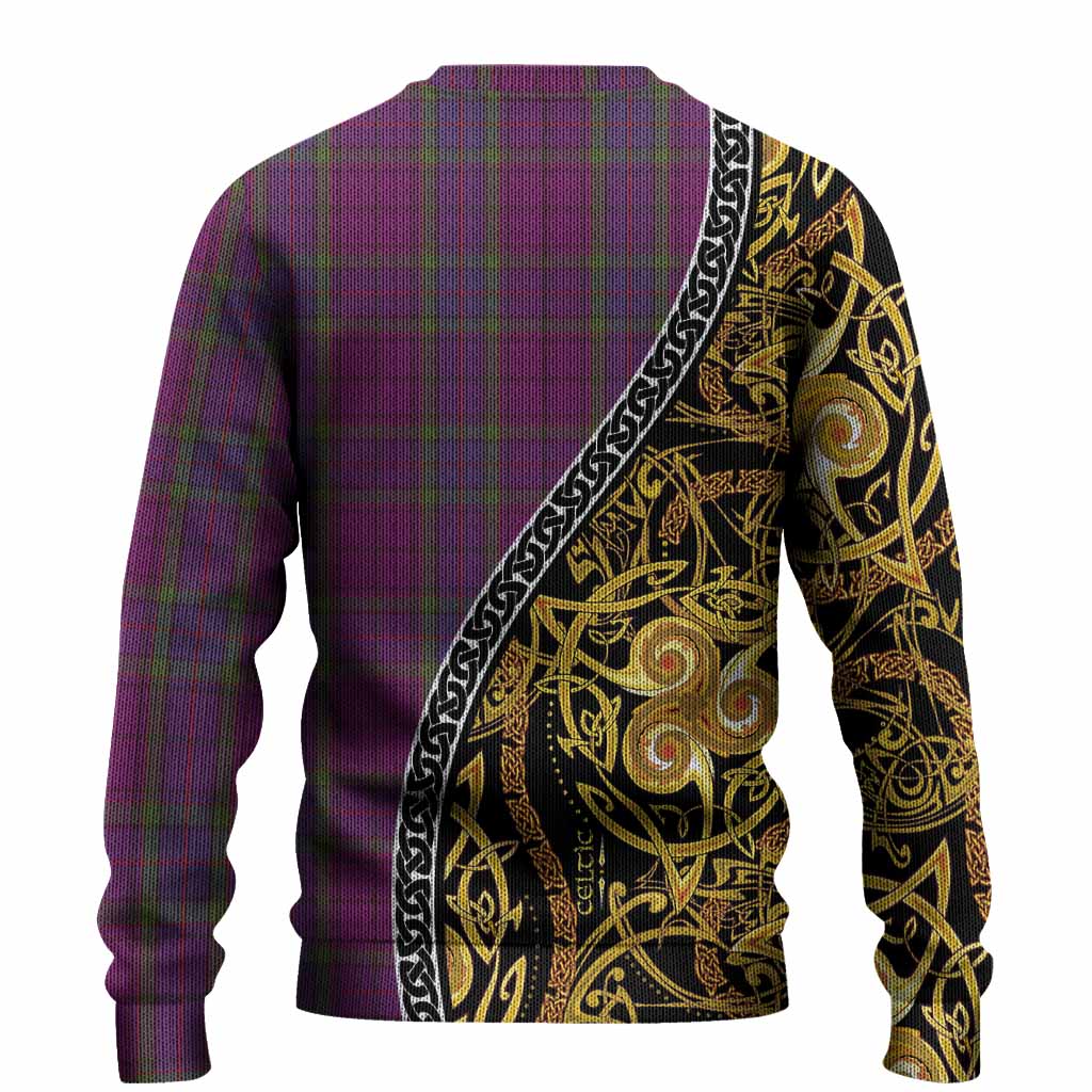 Wardlaw Tartan Crest Knitted Sweater Celtic Knot and Triple Trickle Spiral Symbols