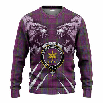 Wardlaw Tartan Crest Knitted Sweater Ferocious Lion Style