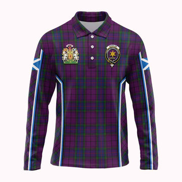 Wardlaw Tartan Crest Long Sleeve Polo Shirt Scotland Coat of Arm Flag Style
