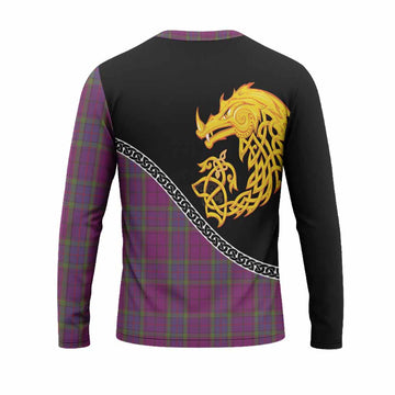 Wardlaw Tartan Crest Long Sleeve T-Shirt Legendary Dragon Knot Half Style