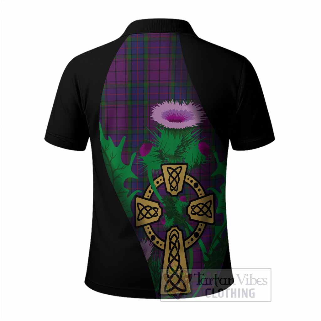 Wardlaw Tartan Crest Polo Shirt Celtic Cross Thistle Flowers