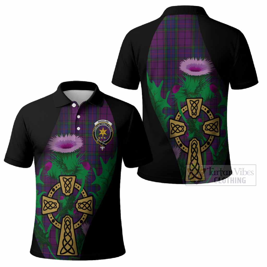 Wardlaw Tartan Crest Polo Shirt Celtic Cross Thistle Flowers