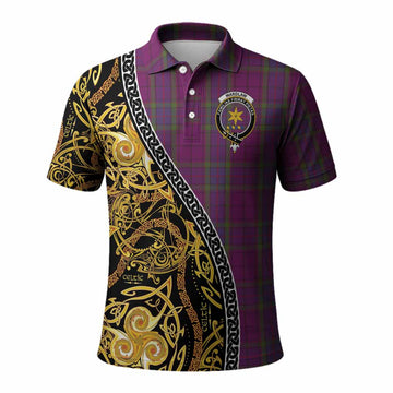 Wardlaw Tartan Crest Polo Shirt Celtic Knot and Triple Trickle Spiral Symbols