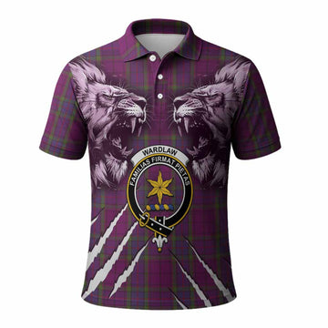 Wardlaw Tartan Crest Polo Shirt Ferocious Lion Style