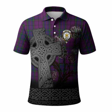 Wardlaw Tartan Crest Polo Shirt Grunge Celtic Cross Scottish Thistle