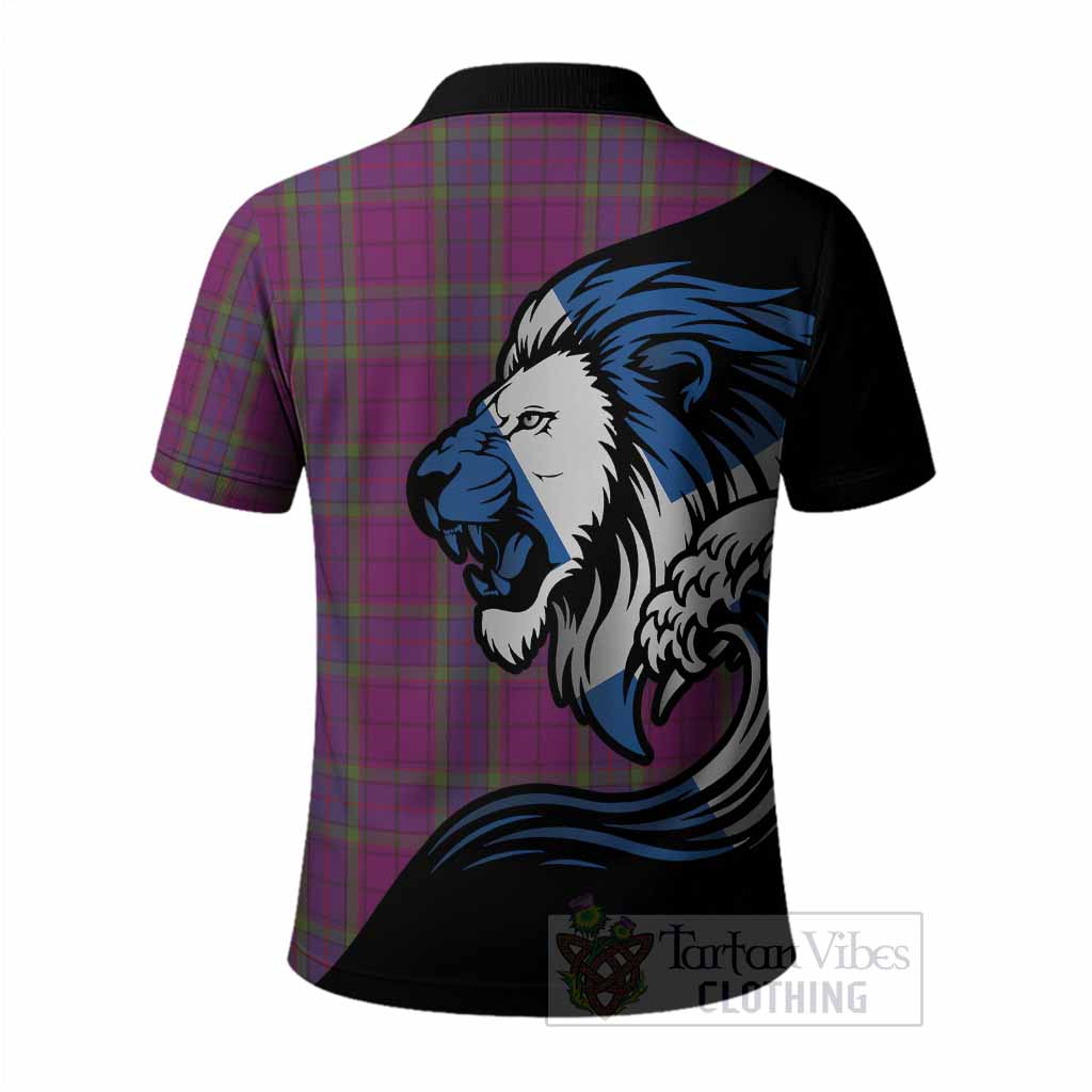Wardlaw Tartan Crest Polo Shirt Scottish Golden Lions Wave Flow
