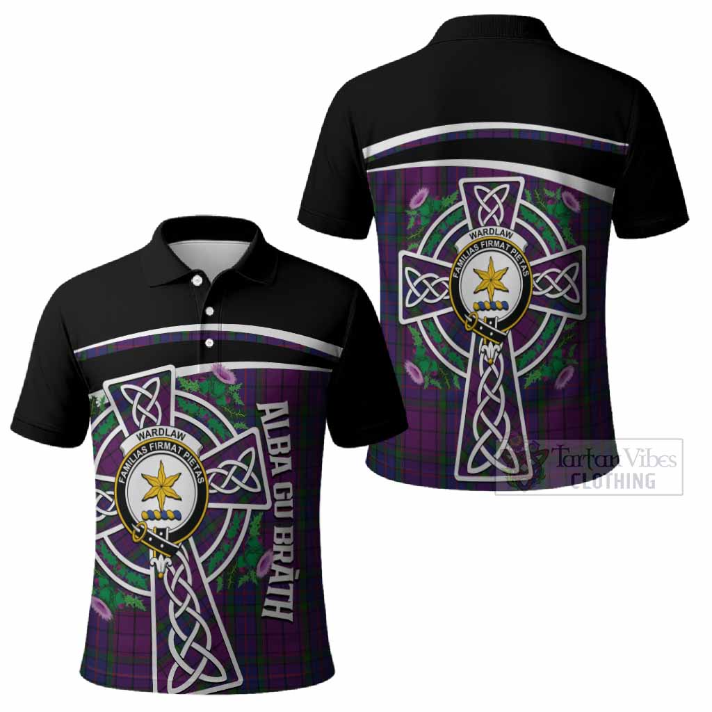 Wardlaw Tartan Crest Polo Shirt Scottish Thistle Celtic Cross Alba Gu Brath
