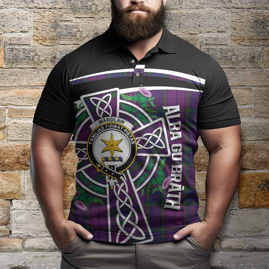 Wardlaw Tartan Crest Polo Shirt Scottish Thistle Celtic Cross Alba Gu Brath