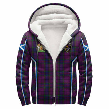 Wardlaw Tartan Crest Sherpa Hoodie Scotland Coat of Arm Flag Style