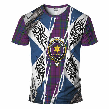 Wardlaw Tartan Crest T-Shirt Scotland Flag Ripped Tribal Design