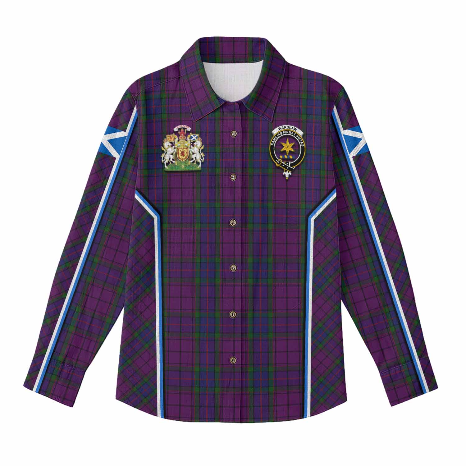 Wardlaw Tartan Crest Women Casual Shirt Scotland Coat of Arm Flag Style - Tartan Vibes Clothing