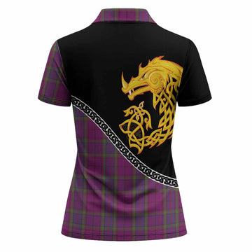 Wardlaw Tartan Crest Women Polo Shirt Legendary Dragon Knot Half Style