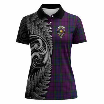 Wardlaw Tartan Crest Women Polo Shirt With New Zealand Silver Fern Maori Koru
