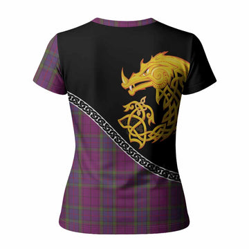 Wardlaw Tartan Crest Women T shirt Legendary Dragon Knot Half Style