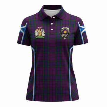 Wardlaw Tartan Crest Women's Polo Shirt Scotland Coat of Arm Flag Style