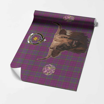 Wardlaw Tartan Crest Wrapping Paper Scotland Heilan Coo Tartan Seamless Style