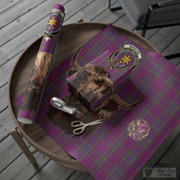 Wardlaw Tartan Crest Wrapping Paper Scotland Heilan Coo Tartan Seamless Style