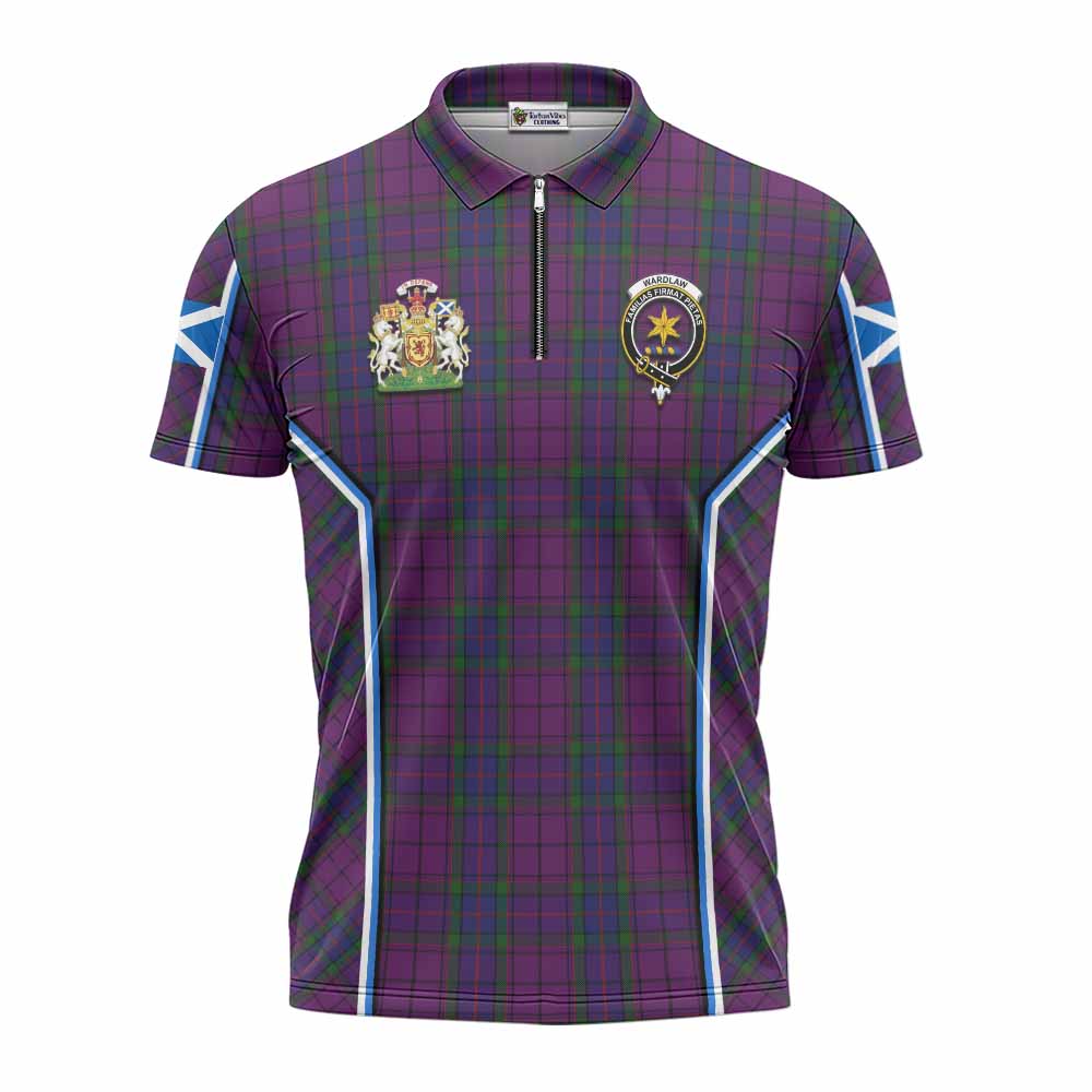 Wardlaw Tartan Crest Zipper Polo Shirt Scotland Coat of Arm Flag Style - Tartan Vibes Clothing