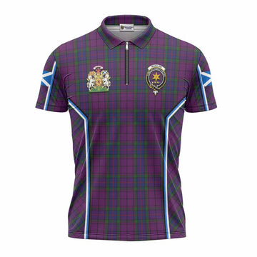Wardlaw Tartan Crest Zipper Polo Shirt Scotland Coat of Arm Flag Style