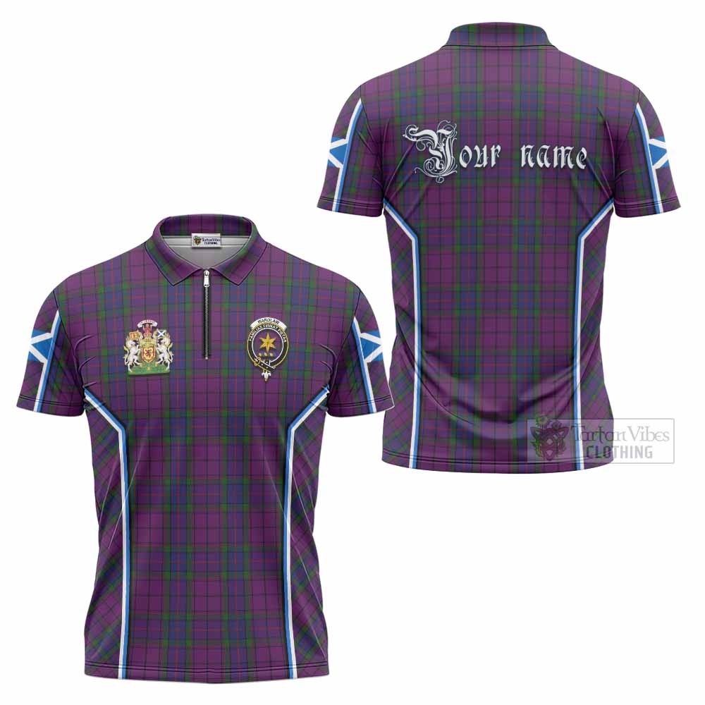 Wardlaw Tartan Crest Zipper Polo Shirt Scotland Coat of Arm Flag Style - Tartan Vibes Clothing