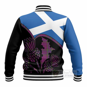 Wardlaw Tartan Family Crest Baseball Jacket Scotland Thistle Floral Flag Style