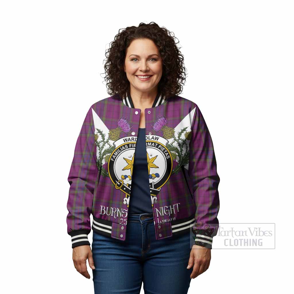 Wardlaw Tartan Family Crest Baseball Jacket Scottish Burns Night Thistle Floral