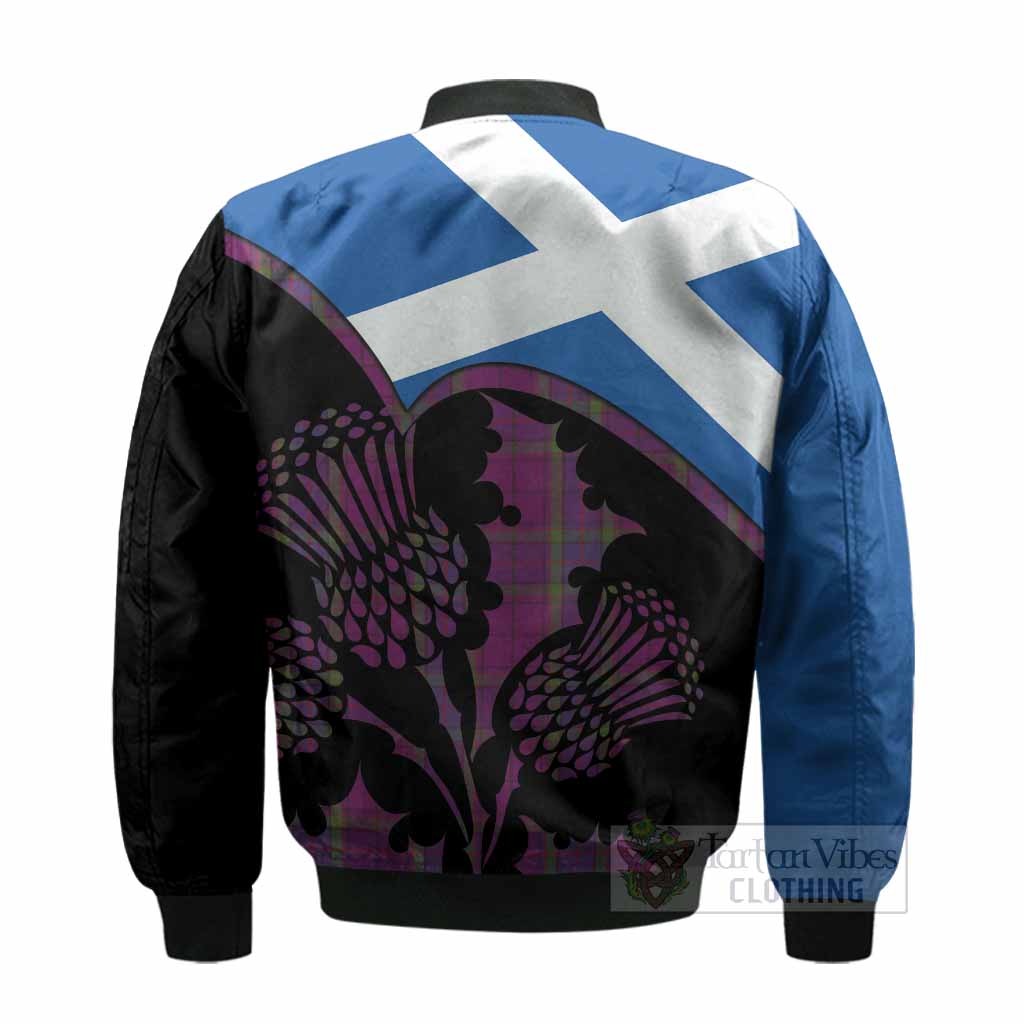 Wardlaw Tartan Family Crest Bomber Jacket Scotland Thistle Floral Flag Style