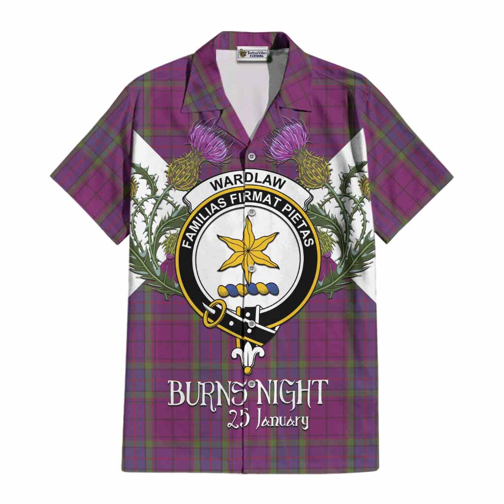 Wardlaw Tartan Family Crest Cotton Hawaiian Shirt Scottish Burns Night Thistle Floral
