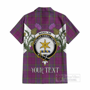 Wardlaw Tartan Family Crest Cotton Hawaiian Shirt Scottish Burns Night Thistle Floral