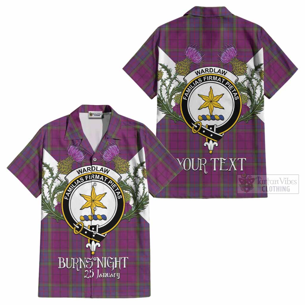 Wardlaw Tartan Family Crest Cotton Hawaiian Shirt Scottish Burns Night Thistle Floral