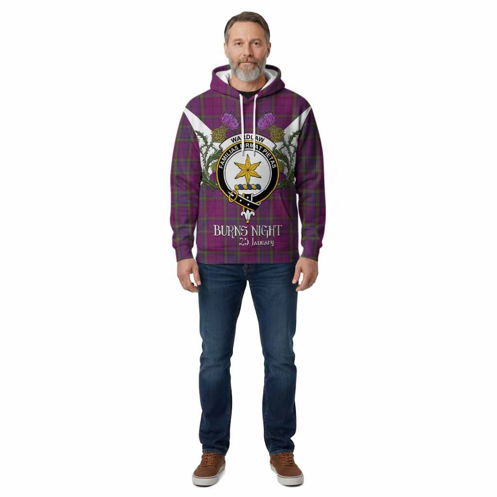 Wardlaw Tartan Family Crest Cotton Hoodie Scottish Burns Night Thistle Floral