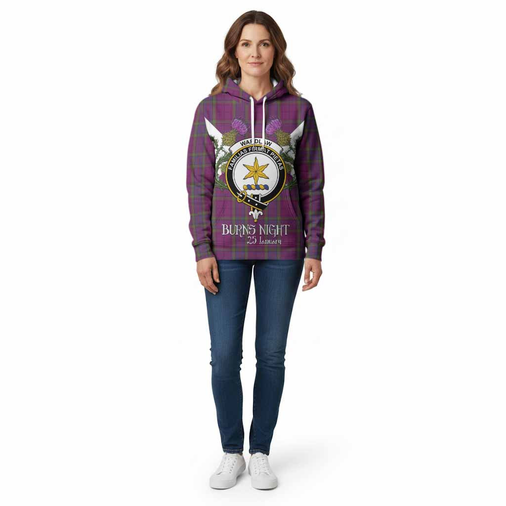 Wardlaw Tartan Family Crest Cotton Hoodie Scottish Burns Night Thistle Floral