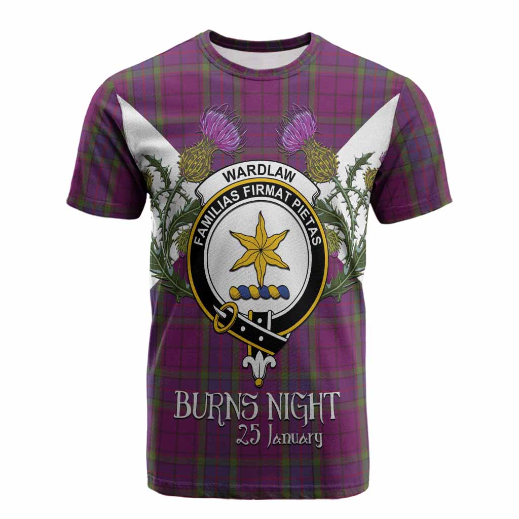 Wardlaw Tartan Family Crest Cotton T-shirt Scottish Burns Night Thistle Floral