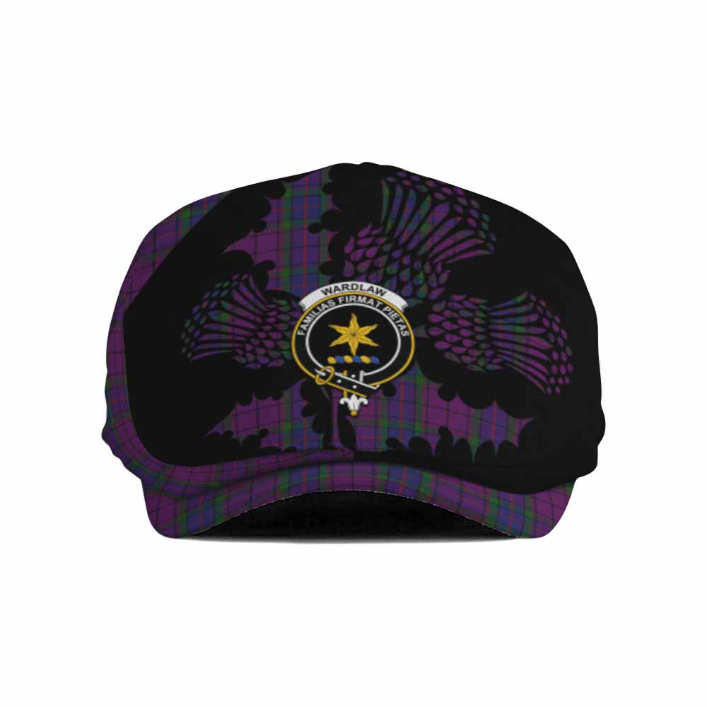 Wardlaw Tartan Family Crest Flat Cap, Jeff Cap Scotland Thistle Floral